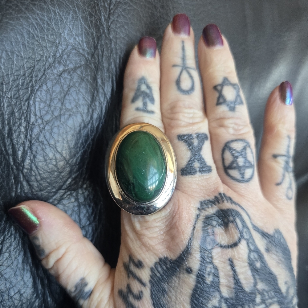 Discontinued Evil Pawn Jewelry Malachite Rachel Oval Ring